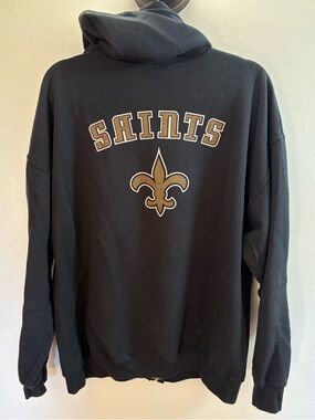 NFL Team Apparel New Orleans Saints Black Full Zip Hoodie Sweatshirt XL